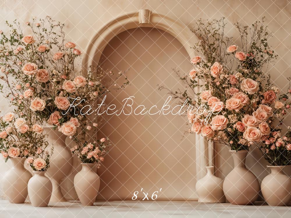 Kate Blumenbogen Rosen Vasen Pastell Fleece Hintergrund Entworfen von Emetselch