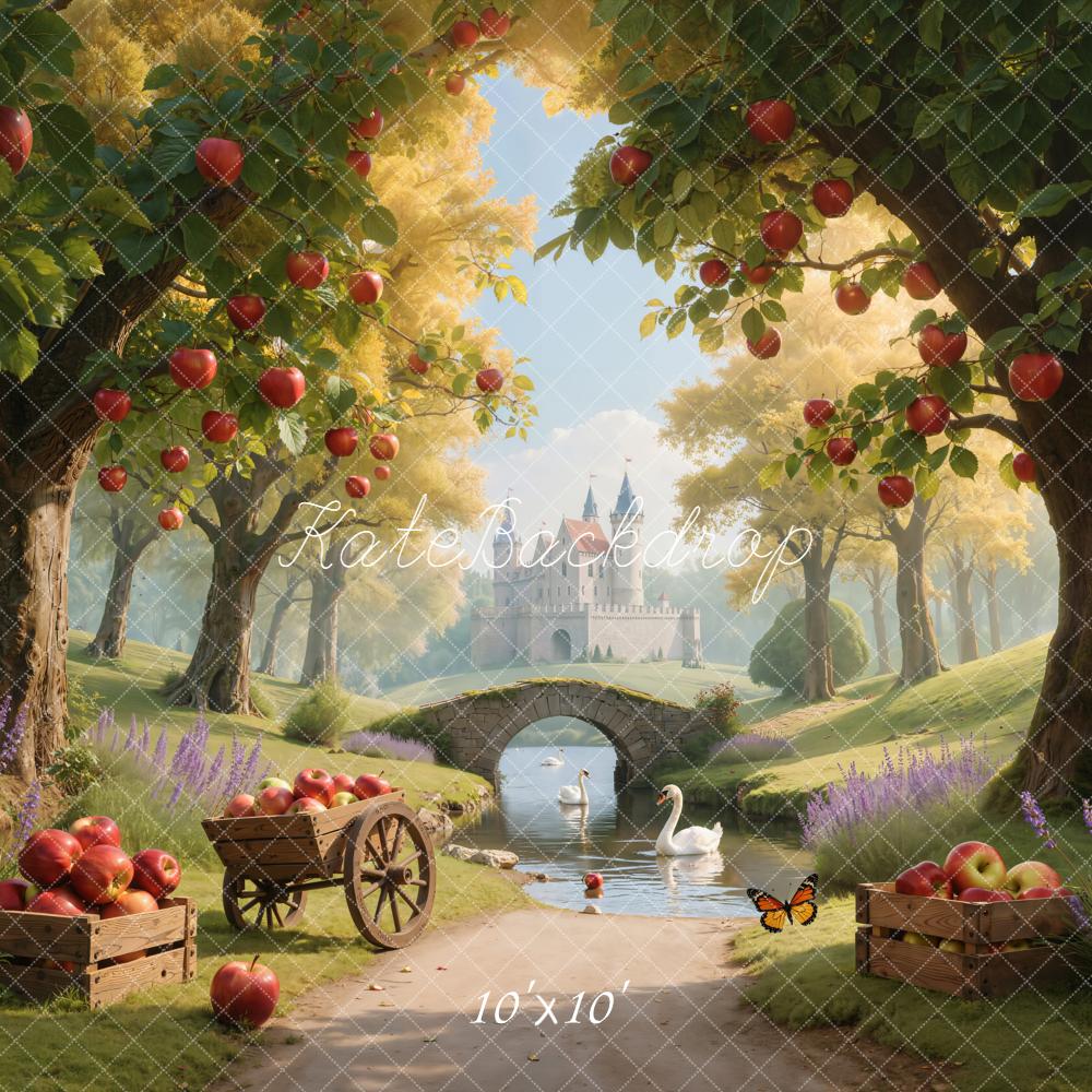 Kate Märchen Schloss Apfelbäume Sommer Hintergrund Entworfen von Emetselch - Kate Backdrop.de