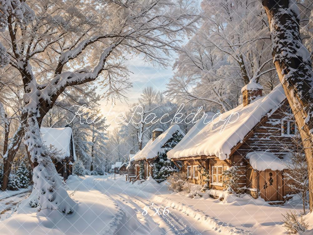 Kate Winter Dorf Schnee Natur Fleece Hintergrund Entworfen von Emetselch