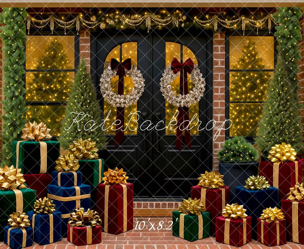 Kate Weihnachten Geschenke Tür Girlande Hintergrund Entworfen von Mini MakeBelieve - Kate Backdrop.de