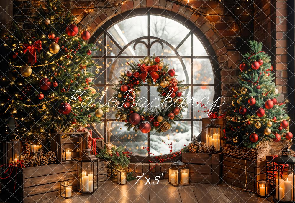 Kate Weihnachten Kranz Weihnachtsbaum Rustikal Hintergrund Entworfen von Emetselch - Kate Backdrop.de