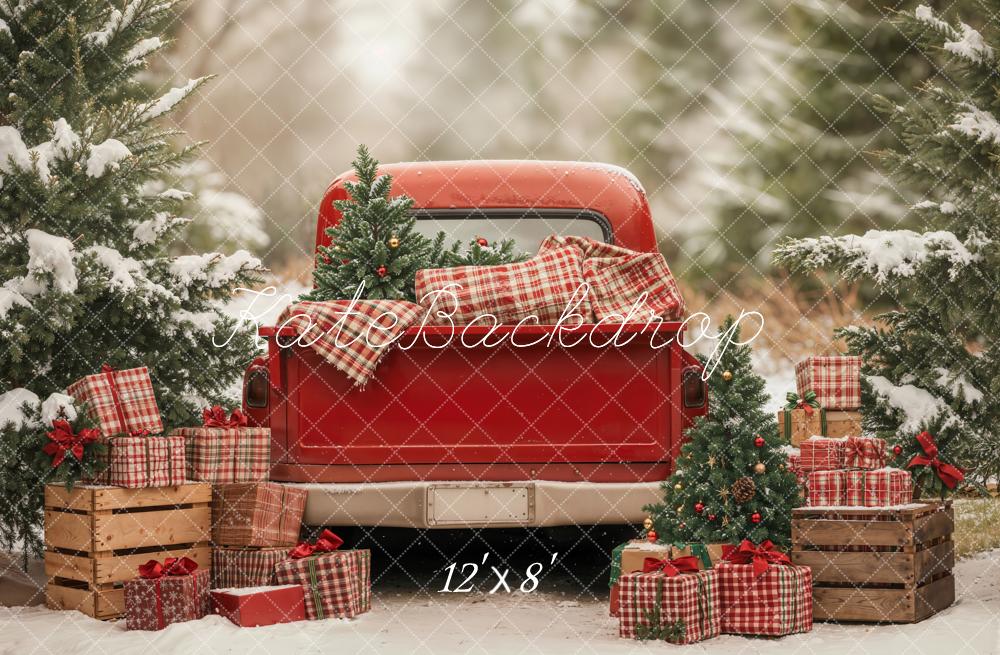 Kate Weihnachten Truck Geschenke Schnee Fleece Hintergrund Entworfen von Emetselch - Kate Backdrop.de
