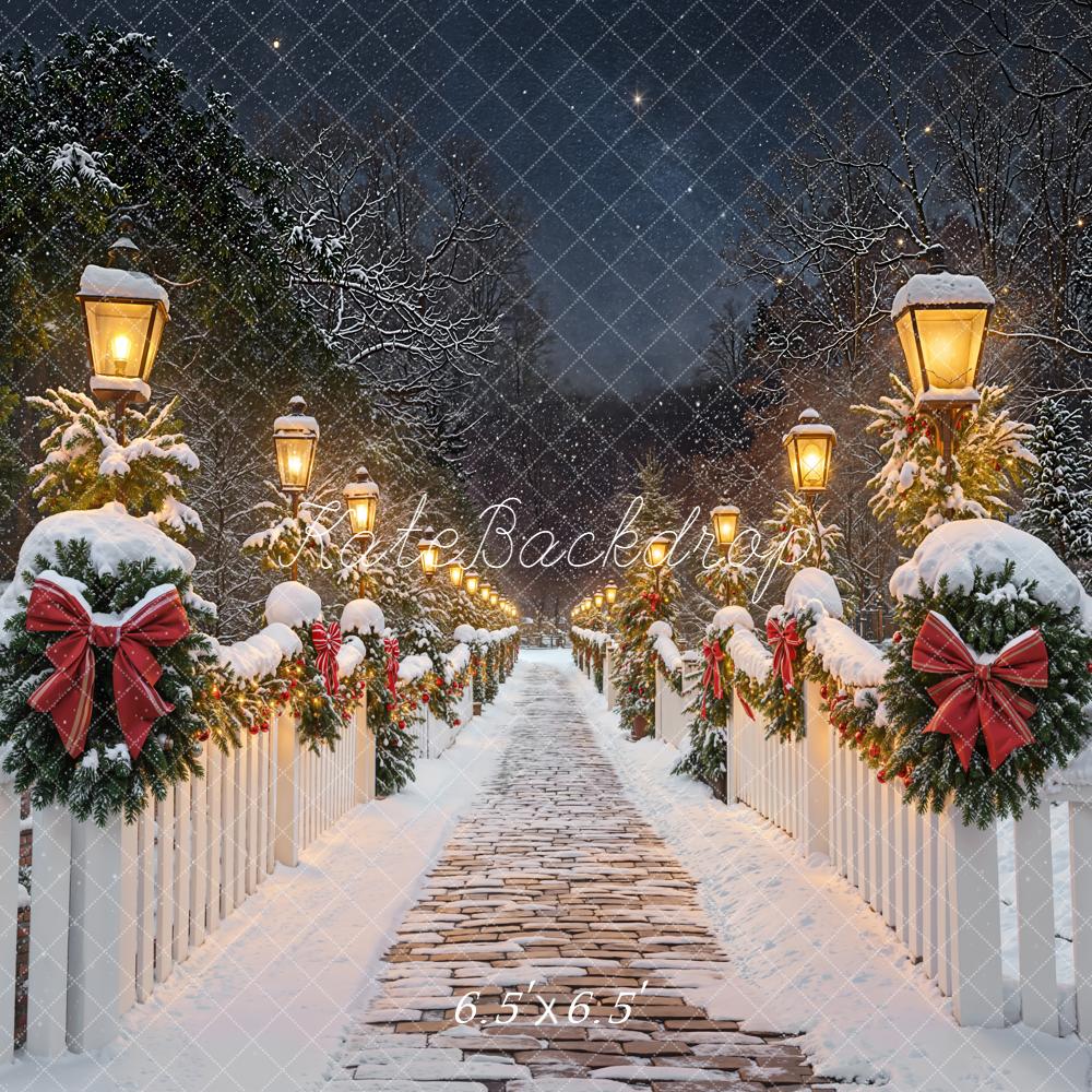 Kate Weihnachten Winter Brücke Schneelichter Hintergrund Entworfen von Emetselch - Kate Backdrop.de