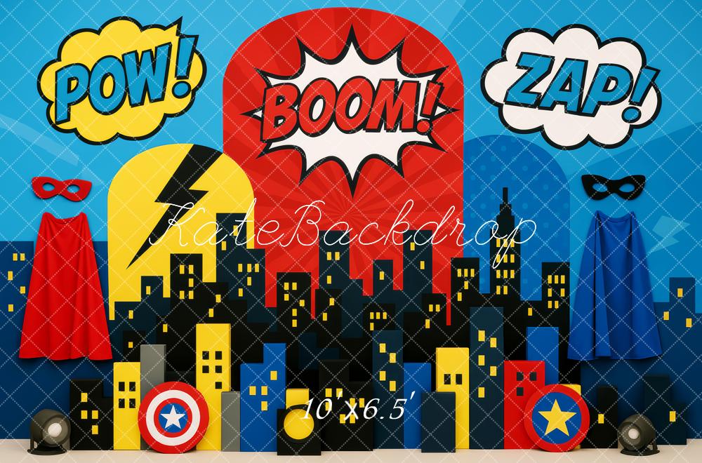 Kate Superheld Comic Stadt Skyline Bunt Hintergrund Entworfen von Patty Roberts - Kate Backdrop.de