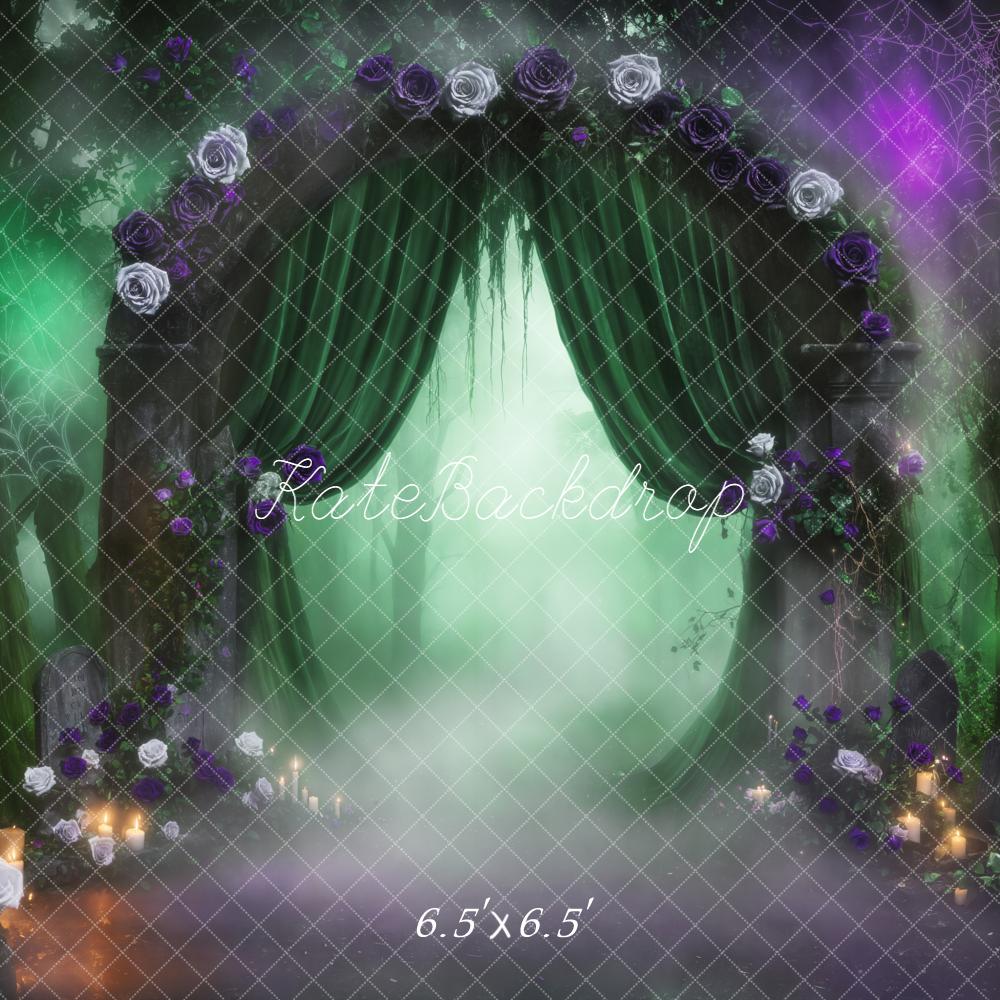Kate Halloween Torbogen Blumen Nebel Hintergrund Entworfen von Emetselch - Kate Backdrop.de