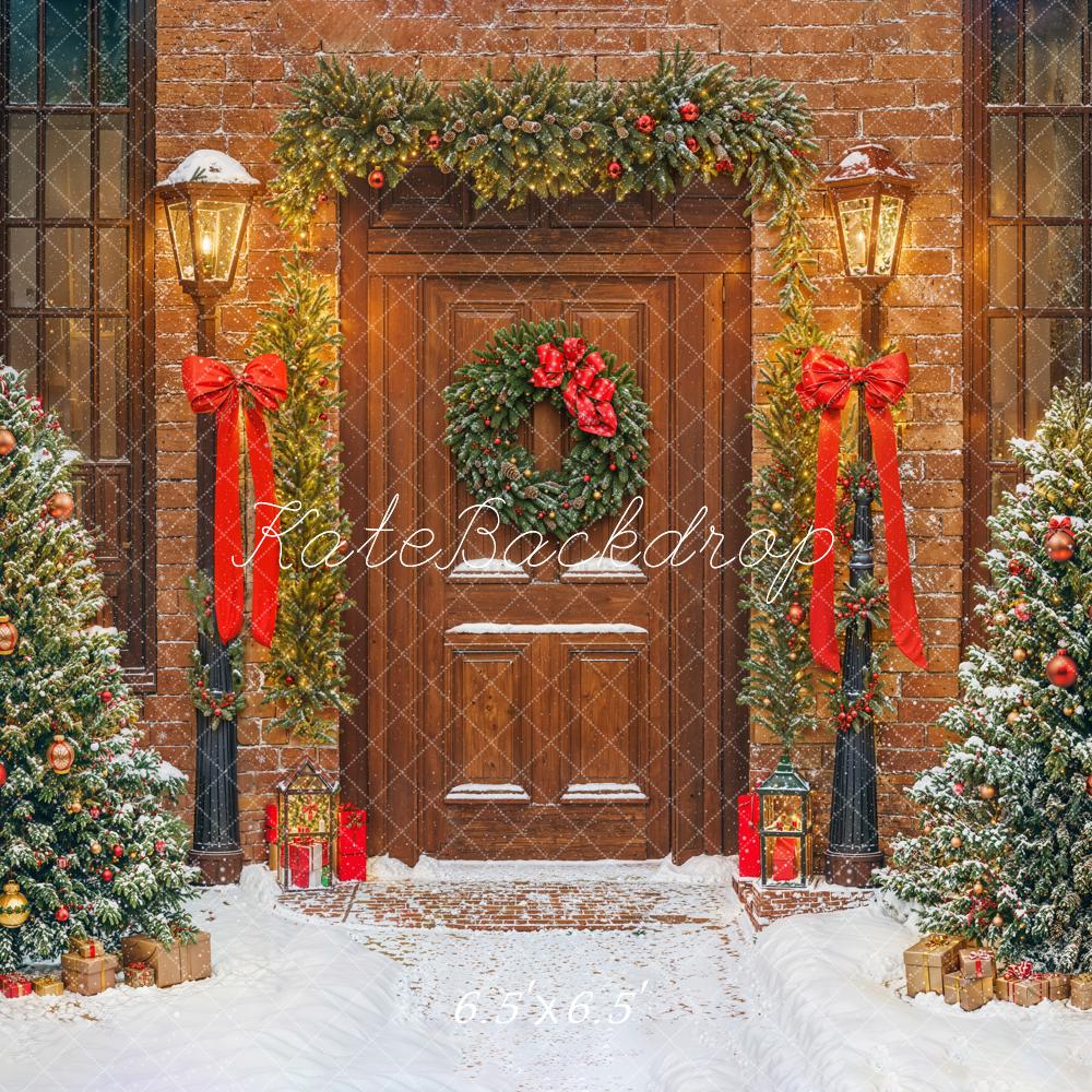 Kate Weihnachten Tür Kranz Schnee Hintergrund Entworfen von Emetselch