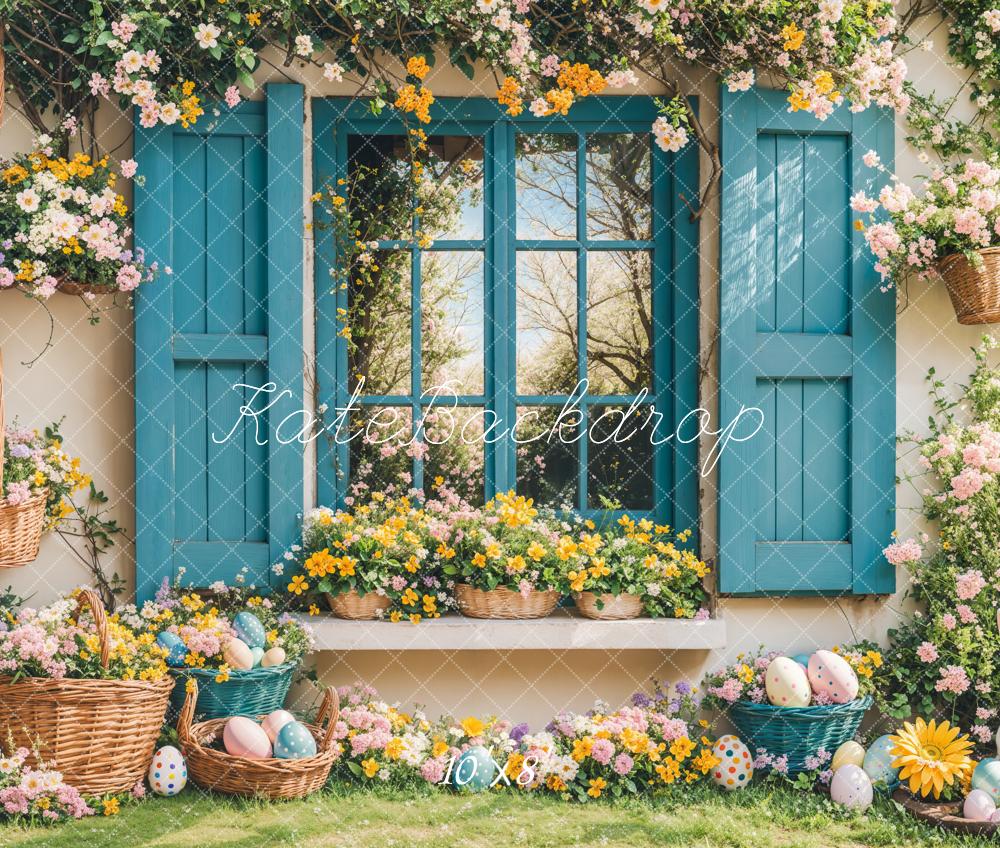 Kate Ostern Fenster Blumen Pastell Fleece Hintergrund Entworfen von Emetselch