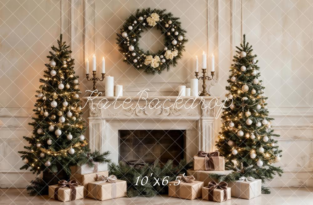 Kate Weihnachten Kamin Tannenbaum Klassisch Fleece Hintergrund Entworfen von Emetselch