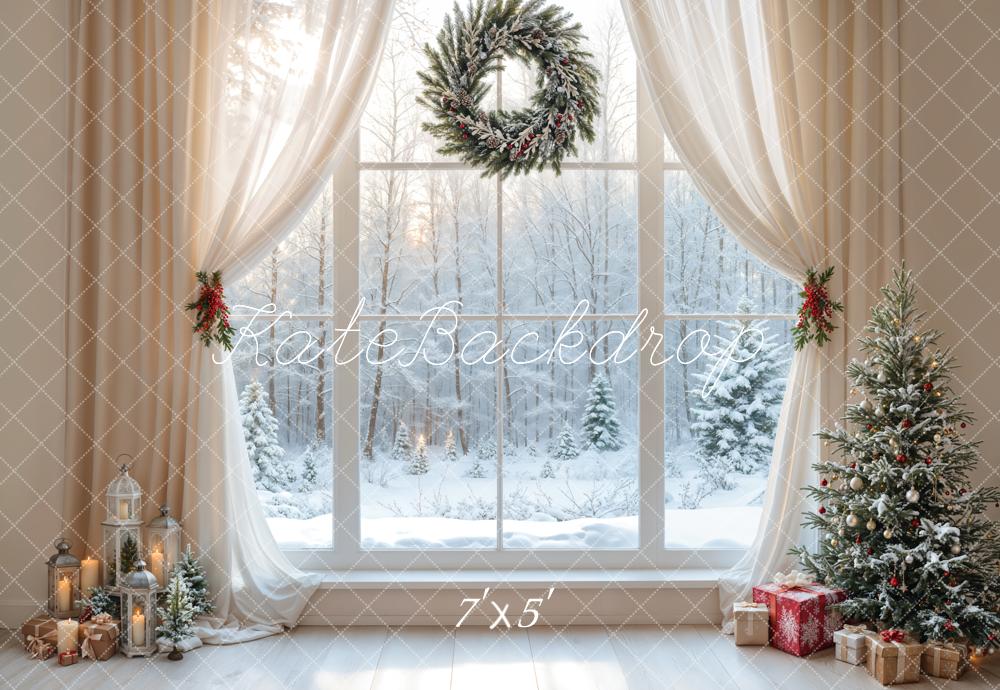Kate Weihnachten Fenster Schnee Weiß Hintergrund Entworfen von Emetselch