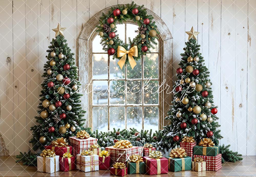 Kate Weihnachten Tannenbaum Geschenke Fenster Hintergrund Entworfen von Mini MakeBelieve - Kate Backdrop.de
