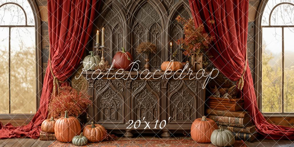 Kate Herbst Kürbisse Gotik Braun Hintergrund Entworfen von Emetselch - Kate Backdrop.de