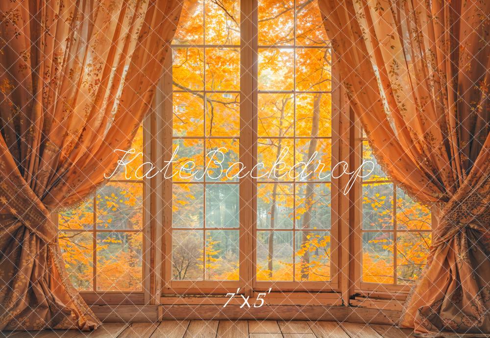 Kate Herbst Fenster Vorhänge Orange Hintergrund Entworfen von Emetselch - Kate Backdrop.de