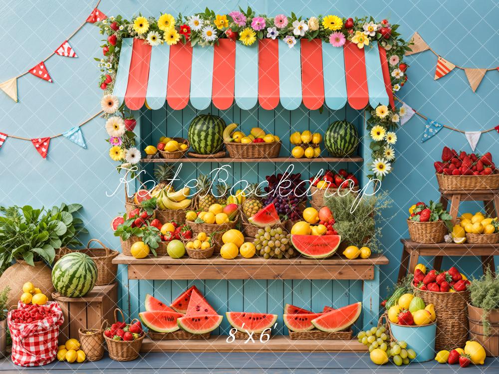 Kate Sommer Obststand Blumen Bunt Hintergrund Entworfen von Emetselch - Kate Backdrop.de