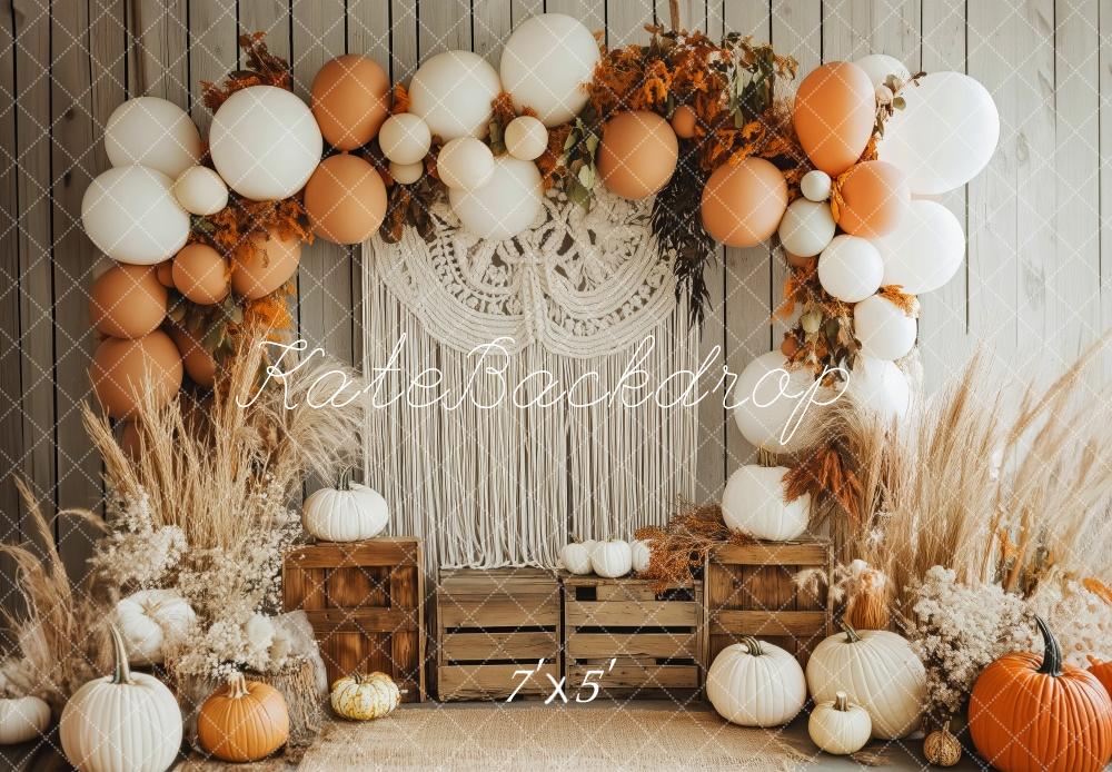 Kate Herbst Kürbis Ballons Boho Hintergrund Entworfen von Patty Roberts - Kate Backdrop.de