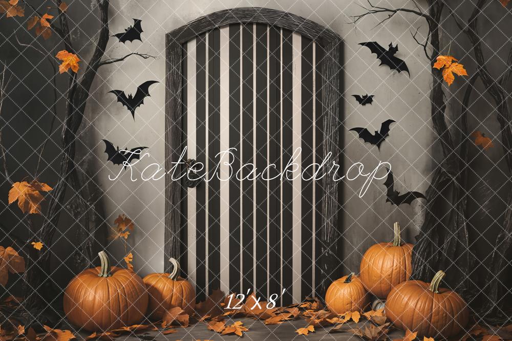 Kate Halloween Kürbisse Tür Fledermäuse Fleece Hintergrund Entworfen von Emetselch
