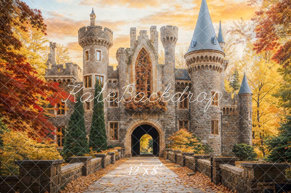 Kate Herbst Schloss Märchenhaft Fleece Hintergrund Entworfen von Chain - Kate Backdrop.de