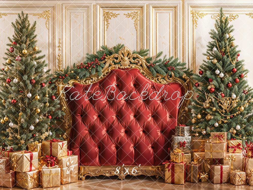 Kate Weihnachten Geschenkboxen Kopfteil Rot Fleece Hintergrund Entworfen von Emetselch