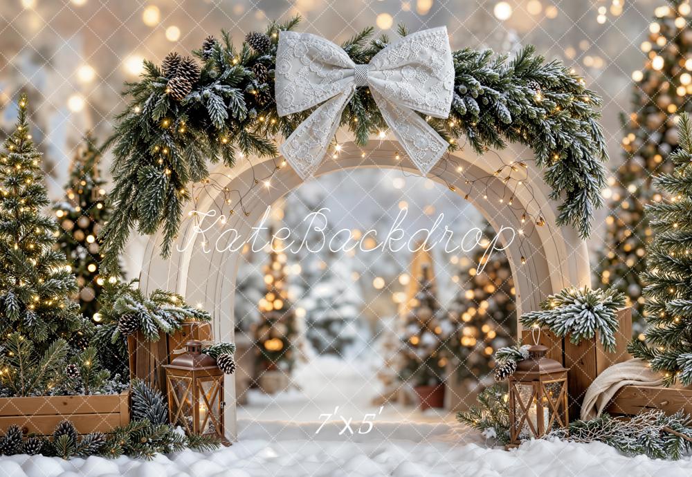 Kate Weihnachten Bogen Tannenzweige Schnee Hintergrund Entworfen von Emetselch - Kate Backdrop.de
