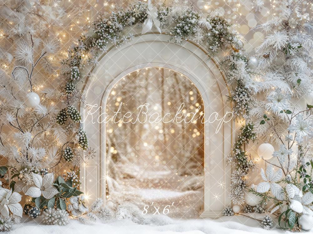 Kate Weihnachten Bogen Weiß Winterwald Hintergrund Entworfen von Emetselch - Kate Backdrop.de