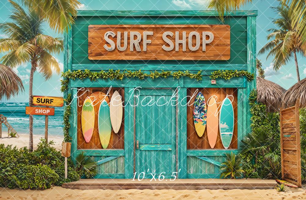 Kate Sommer Surf Shop Surfbretter Türkis Fleece Hintergrund Entworfen von Emetselch - Kate Backdrop.de