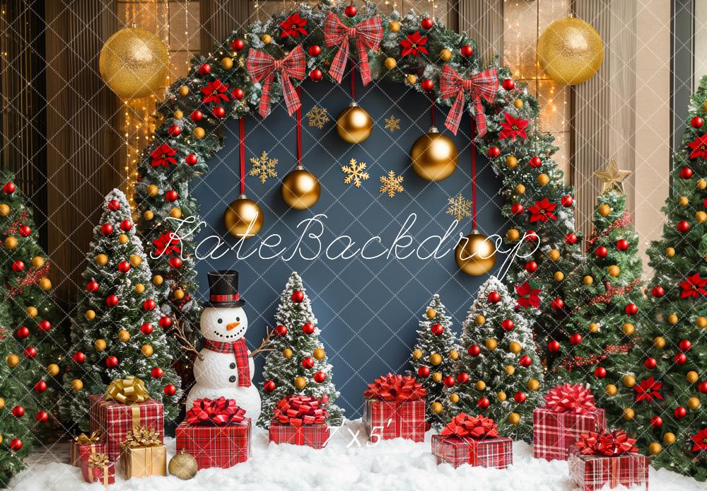 Kate Weihnachten Kranz Tannenbaum Schneemann Hintergrund Entworfen von Mini MakeBelieve - Kate Backdrop.de