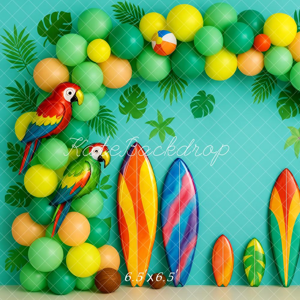Kate Sommer Surfbretter Papageien Ballons Hintergrund Entworfen von Patty Roberts - Kate Backdrop.de