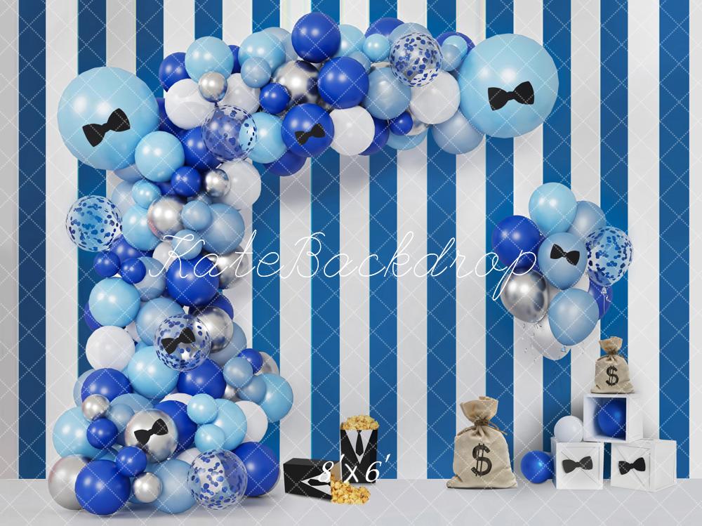 Kate Geburtstag Ballons Bogen Blau Gestreift Hintergrund Entworfen von Emetselch - Kate Backdrop.de