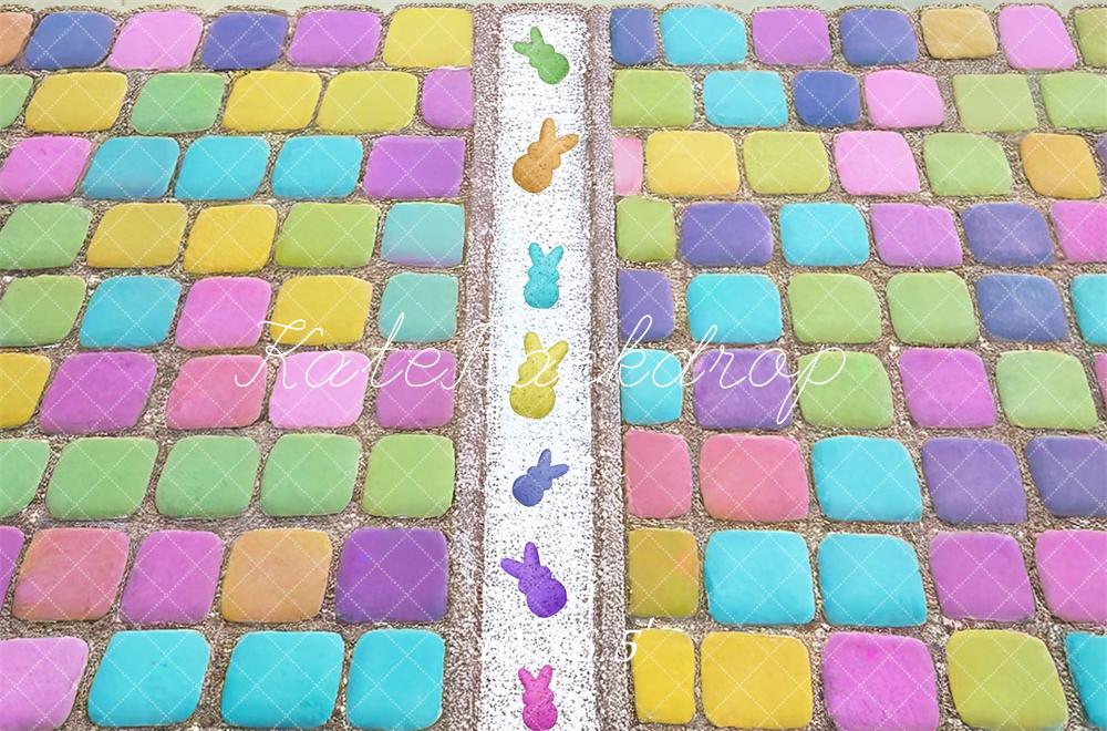 Kate Ostern Bunte Pflastersteine Hasen Pastell Hintergrund Entworfen von Mini MakeBelieve