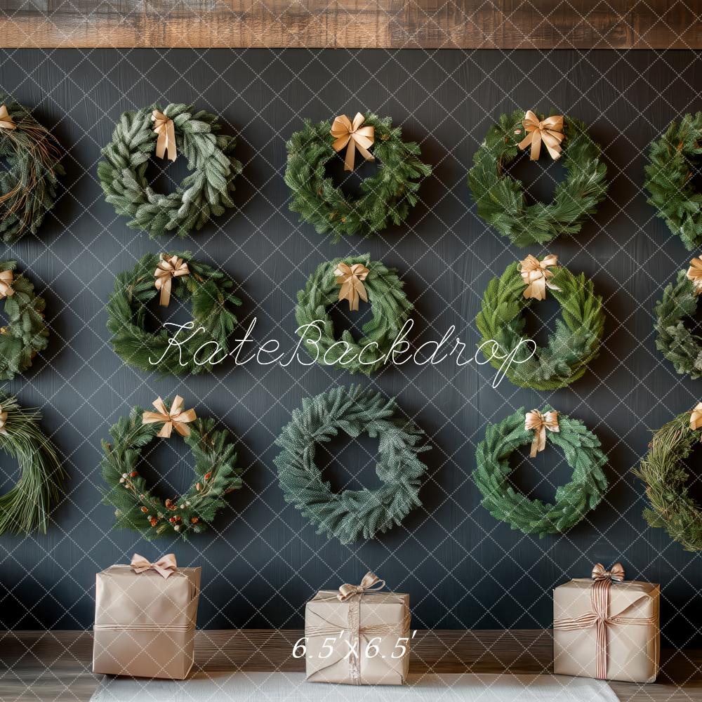 Kate Weihnachten Kränze Geschenke Rustikal Hintergrund Entworfen von Patty Roberts - Kate Backdrop.de
