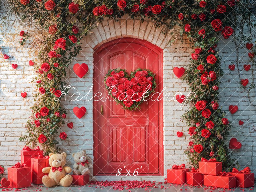 Kate Valentinstag Rote Tür Rosen Geschenkboxen Fleece Hintergrund Entworfen von Emetselch