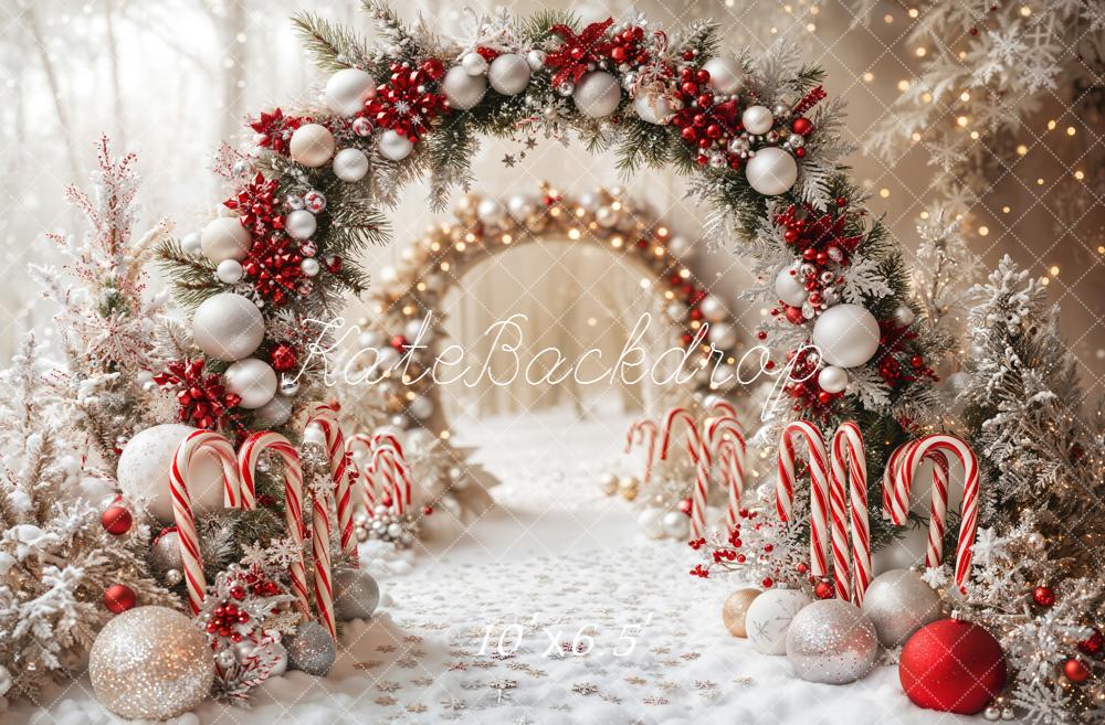 Kate Weihnachten Zuckerstangen Kranz Rot Weiß Hintergrund Entworfen von Emetselch