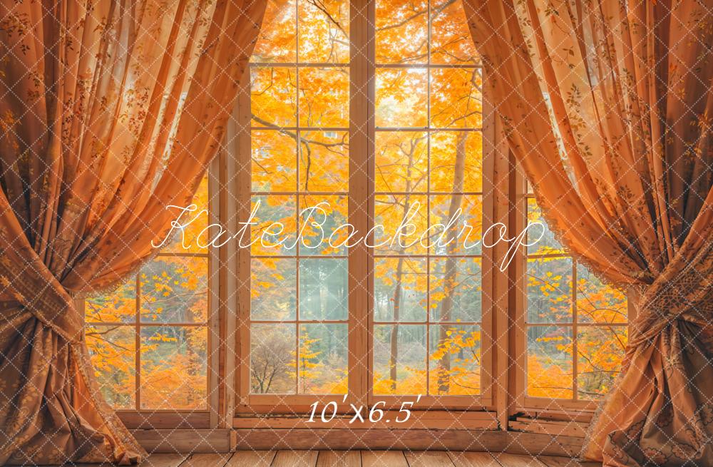 Kate Herbst Fenster Gardinen Holz Fleece Hintergrund Entworfen von Emetselch - Kate Backdrop.de