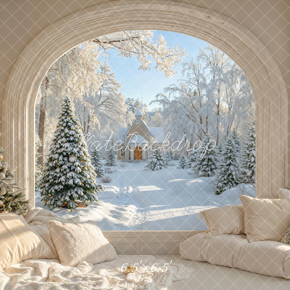Kate Weihnachten Wohnzimmer Schneelandschaft Weiß Hintergrund Entworfen von Emetselch