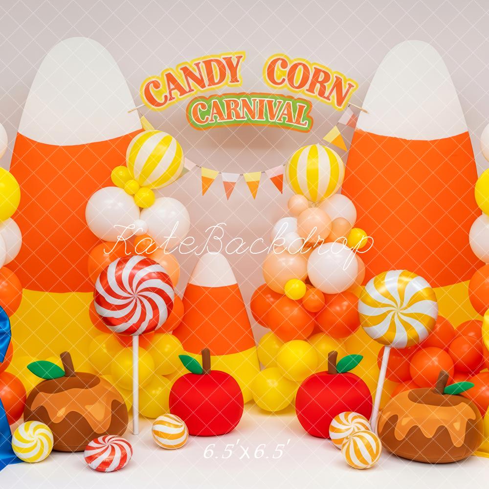 Kate Halloween Candy Corn Ballons Süßigkeiten Hintergrund Entworfen von Patty Roberts - Kate Backdrop.de