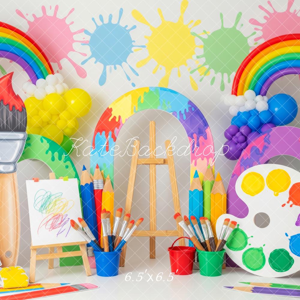 Kate Kinder Malen Regenbogen Bunt Hintergrund Entworfen von Patty Roberts