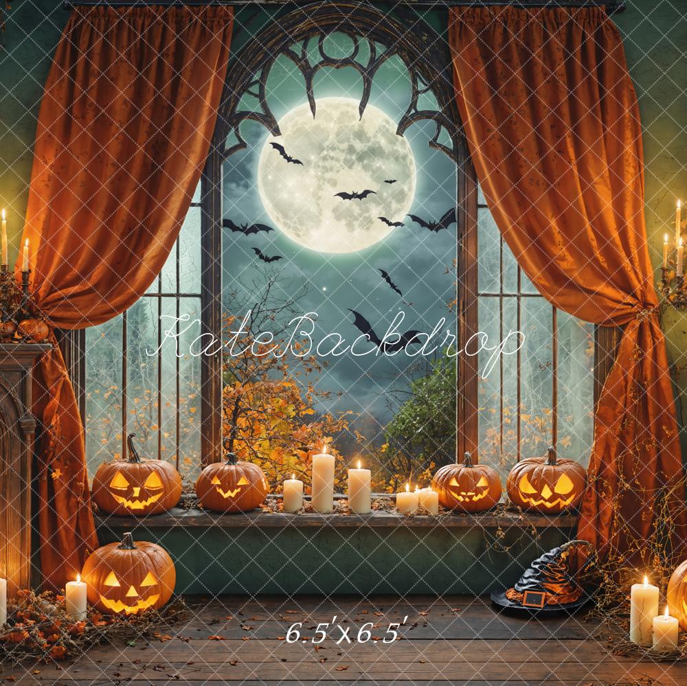 Kate Halloween Kürbisse Vollmond Vintage Hintergrund Entworfen von Chain - Kate Backdrop.de