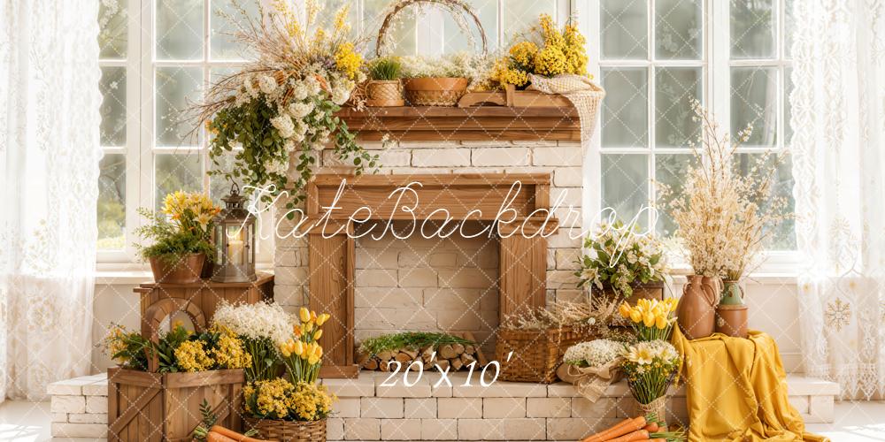 Kate Frühling Kamin Blumen Landhausstil Hintergrund Entworfen von Emetselch - Kate Backdrop.de