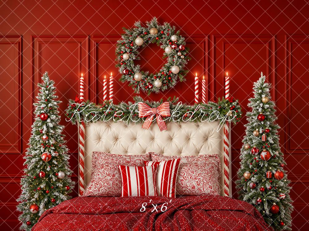 Kate Weihnachten Schlafzimmer Weihnachtsbaum Rot Fleece Hintergrund Entworfen von Emetselch - Kate Backdrop.de