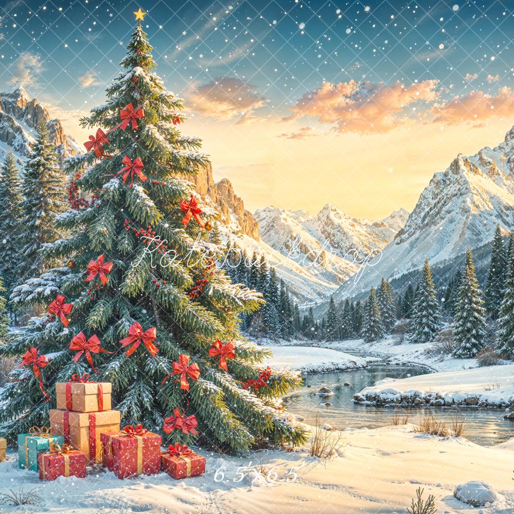 Kate Weihnachten Tannenbaum Geschenke Winterlandschaft Hintergrund Entworfen von Emetselch - Kate Backdrop.de