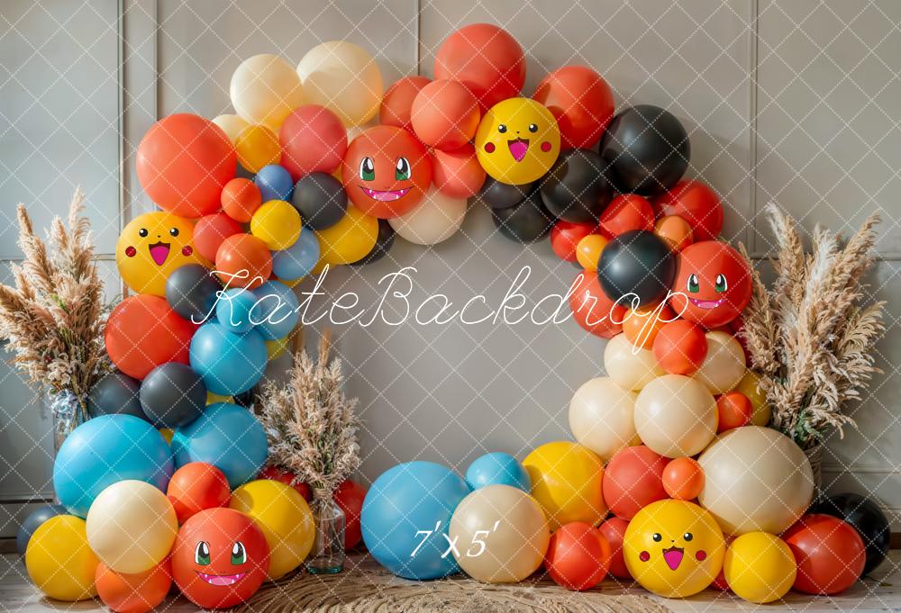 Kate Geburtstag Luftballons Cartoon Bunt Hintergrund Entworfen von Emetselch - Kate Backdrop.de