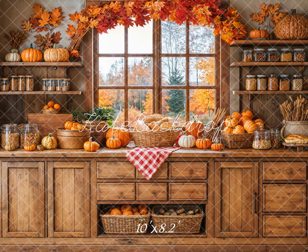 Kate Herbst Küche Kürbisse Holz Hintergrund Entworfen von Emetselch - Kate Backdrop.de