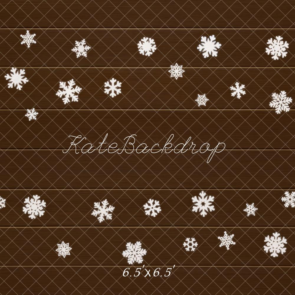Kate Weihnachten Schneeflocken Braun Hintergrund Entworfen von Mini MakeBelieve