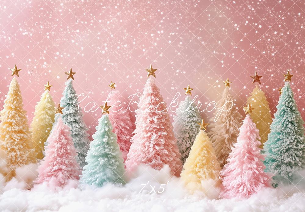 Kate Weihnachten Pastell Tannen Glitzer Hintergrund Entworfen von Patty Roberts