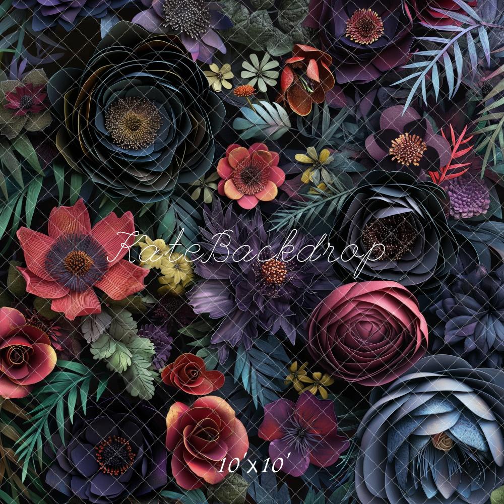 Kate Blumen Muster Dunkel Hintergrund Entworfen von Kerry Anderson - Kate Backdrop.de