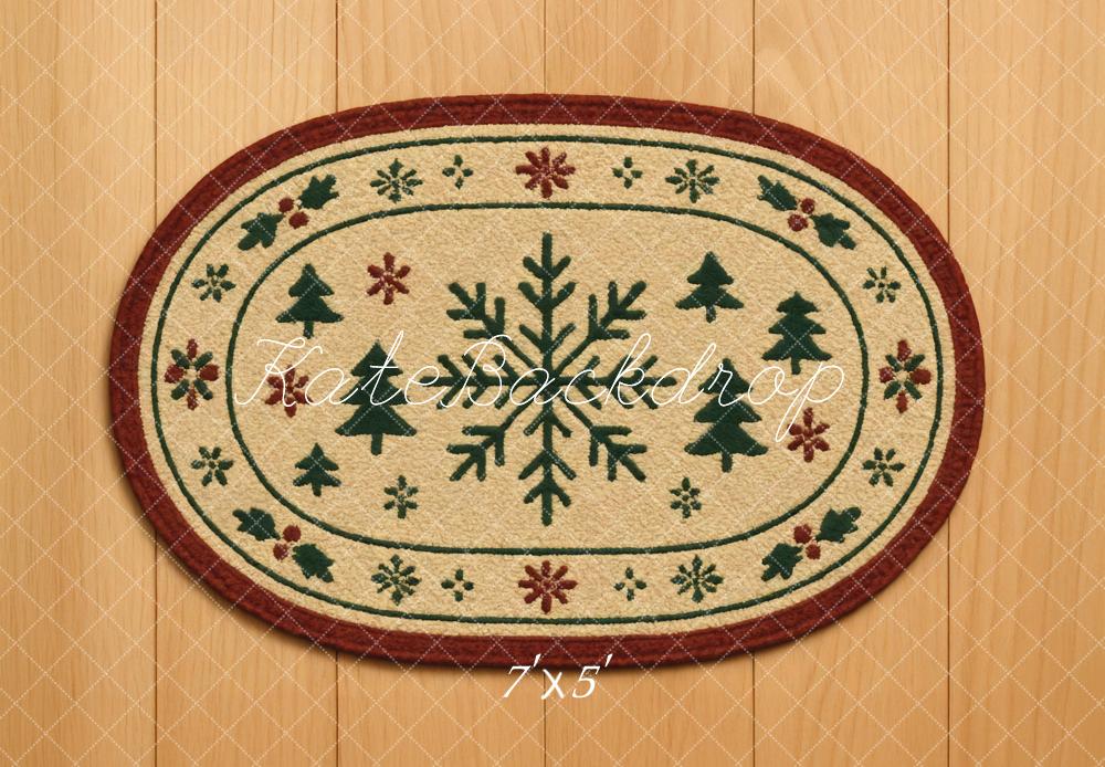 Kate Weihnachten Teppich Schneeflocke Tannenbäume Hintergrund Entworfen von Mini MakeBelieve