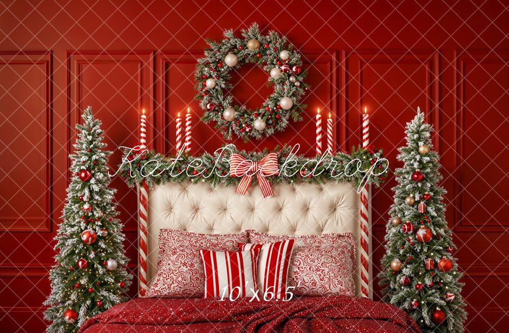 Kate Weihnachten Schlafzimmer Weihnachtsbaum Rot Fleece Hintergrund Entworfen von Emetselch - Kate Backdrop.de
