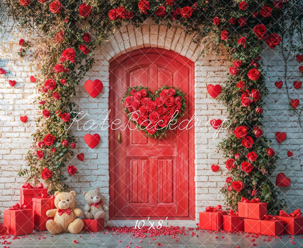 Kate Valentinstag Rote Tür Rosen Geschenkboxen Fleece Hintergrund Entworfen von Emetselch