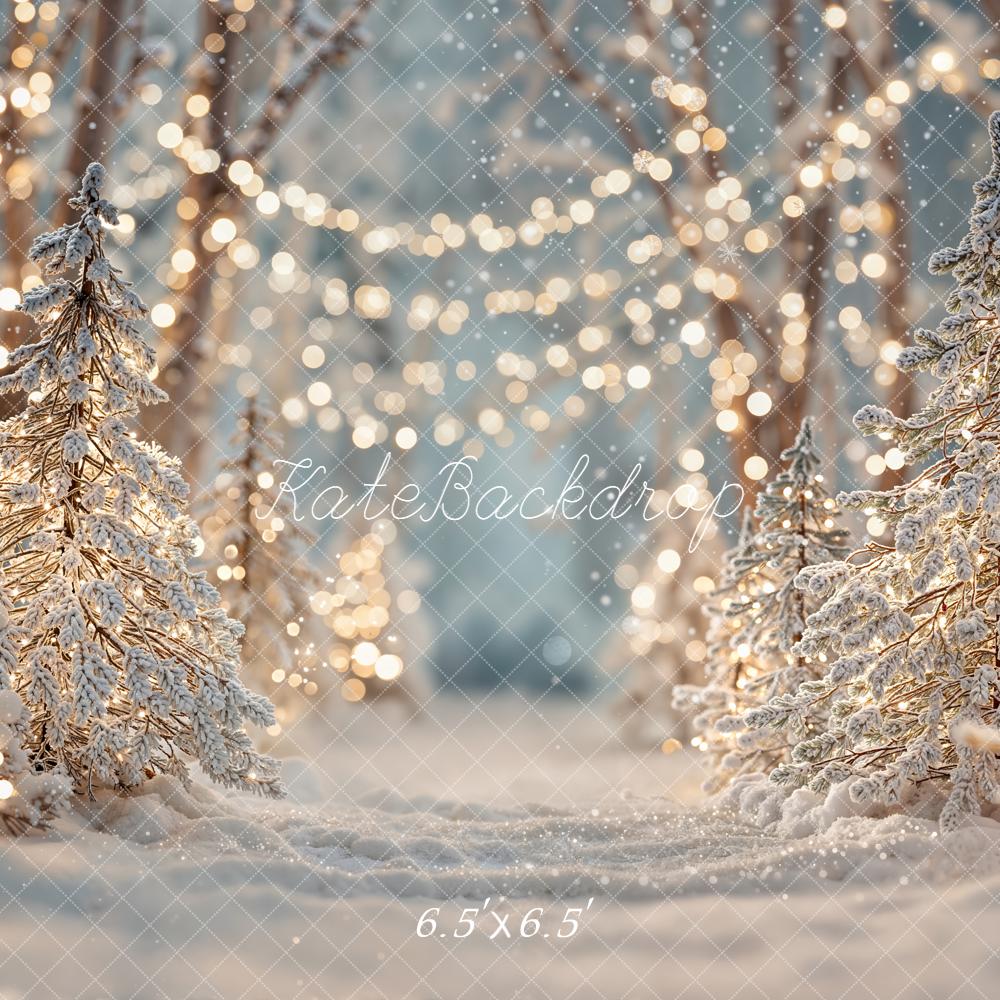 Kate Weihnachten Winterwald Schneebäume Lichter Hintergrund Entworfen von Emetselch - Kate Backdrop.de