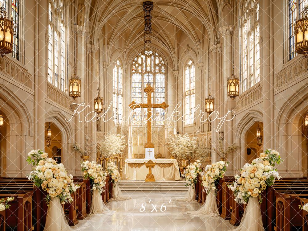 Kate Hochzeit Kirche Blumen Gold Fleece Hintergrund Entworfen von Emetselch
