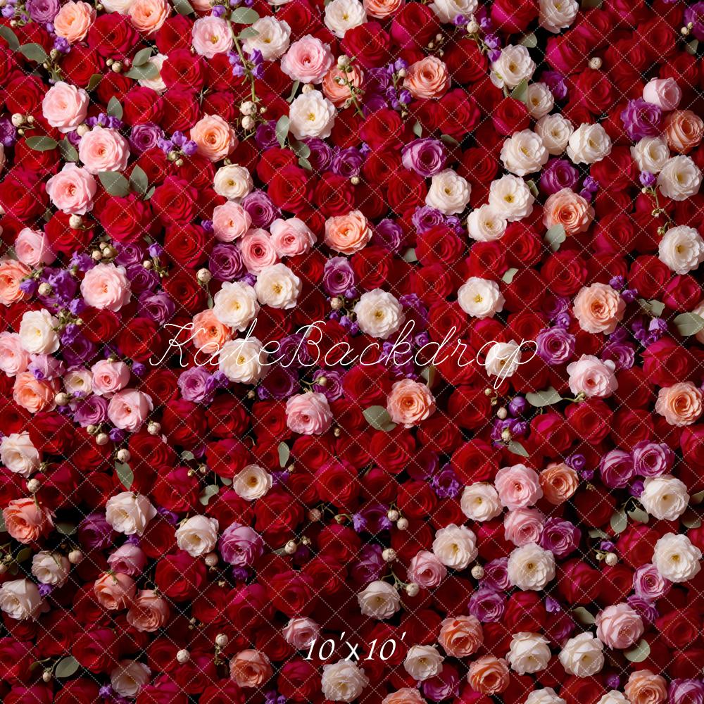 Kate Blume Rosen Wand Rot Hintergrund Entworfen von Mini MakeBelieve - Kate Backdrop.de